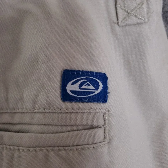 Quiksilver Khaki Baggy Patch Mens Cargo Size Pants 36 x 30 Vtg Y2K 90s 2000s